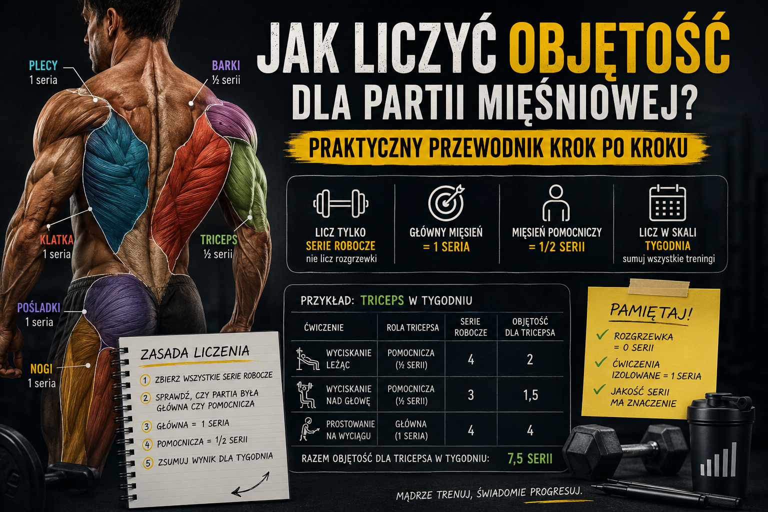 Cover Image for Jak Liczyć Objętość Dla Partii Mięśniowej? Praktyczny Przewodnik Krok po Kroku