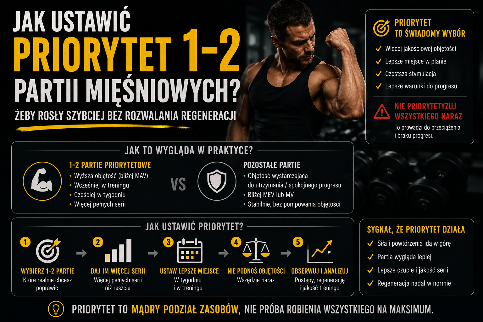 Cover Image for Jak Ustawić Priorytet 1-2 Partii Mięśniowych? Żeby Rosły Szybciej Bez Rozwalania Regeneracji