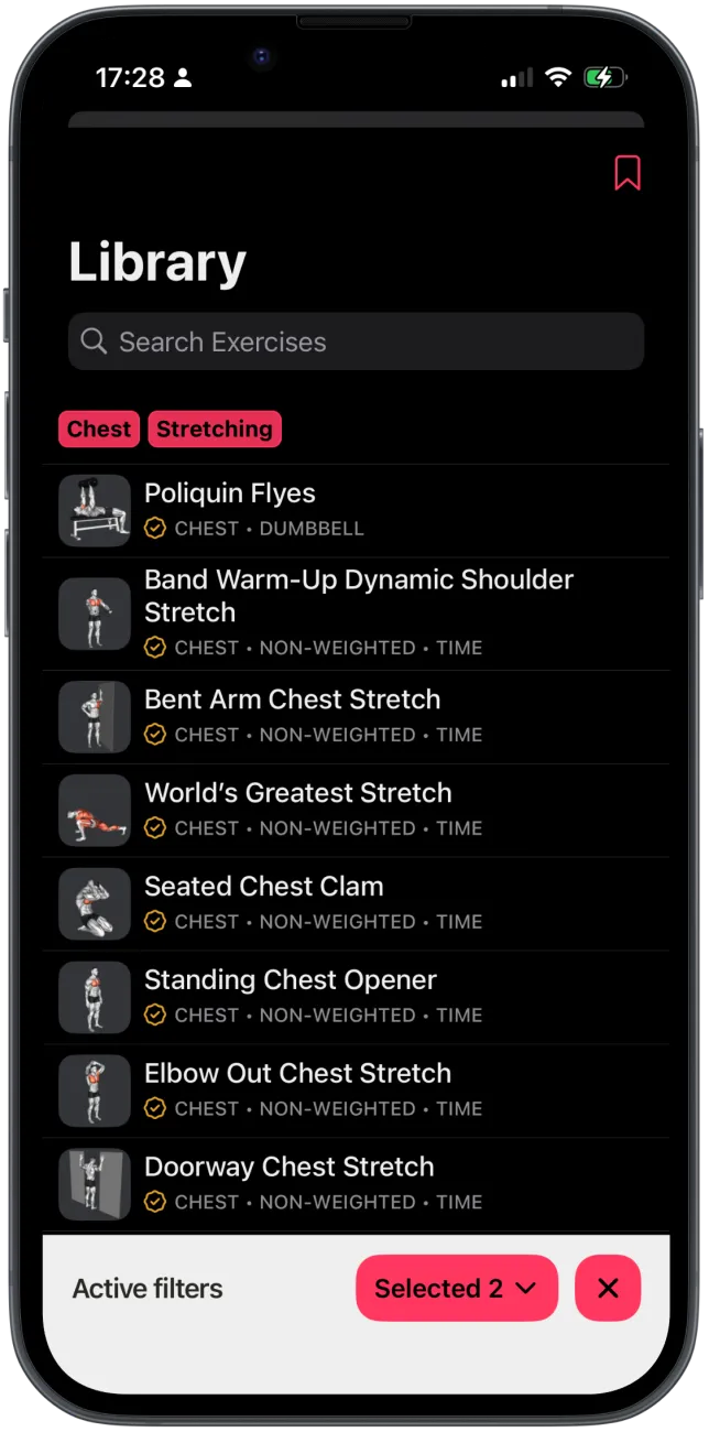 SmartWorkout app: workout log