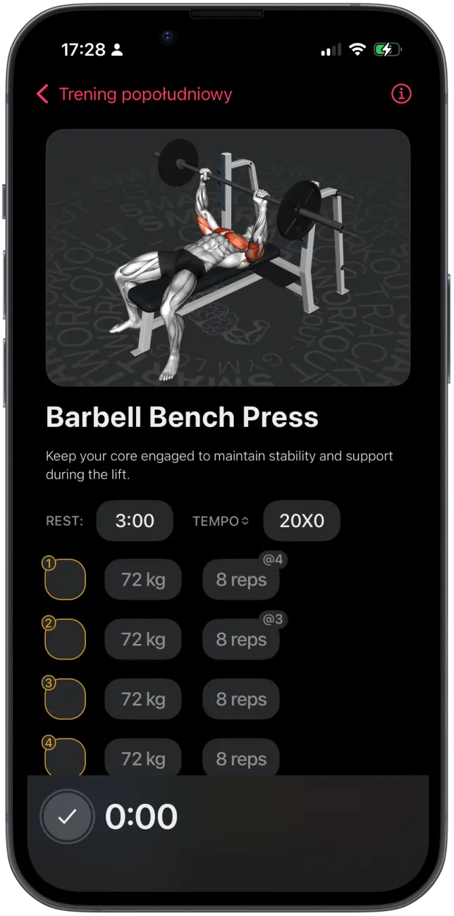 SmartWorkout app: workout log