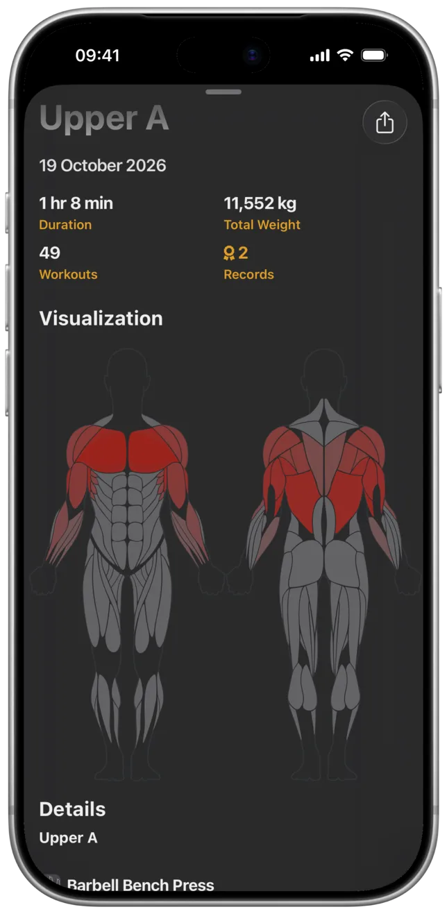 SmartWorkout app: workout log