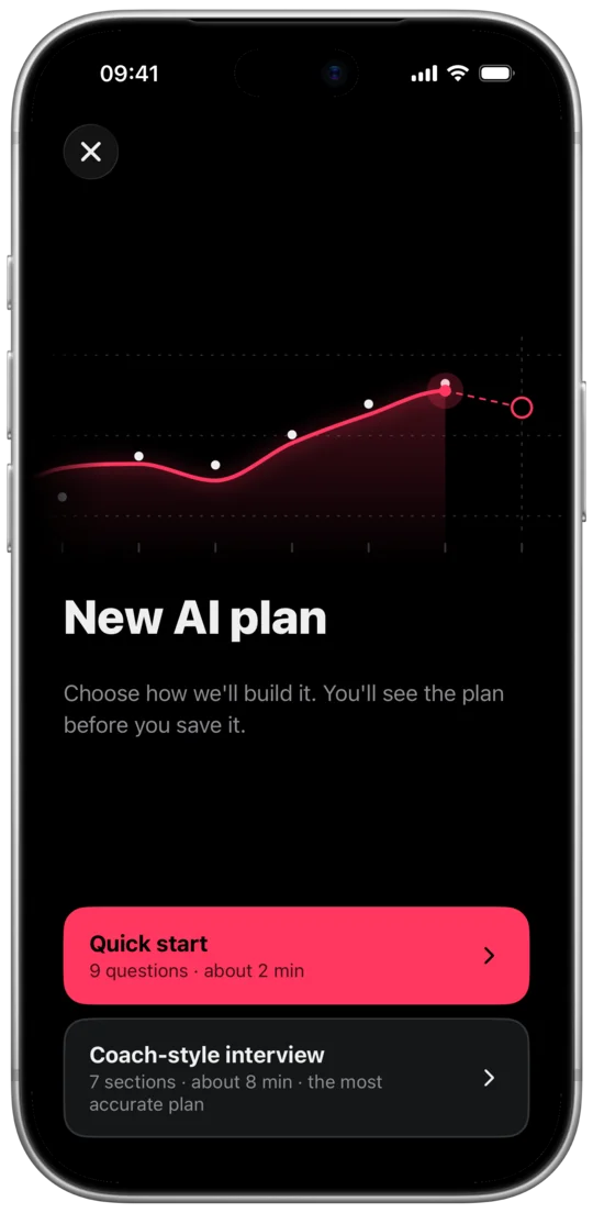 An AI training plan ready after describing the goal