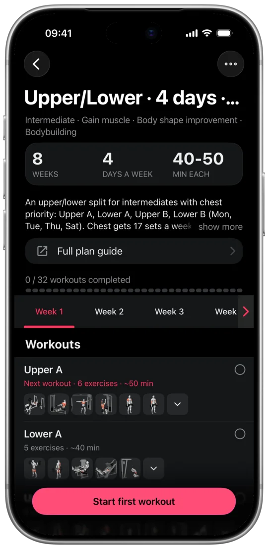 Plan creator with blocks as tabs and the weeks of a block