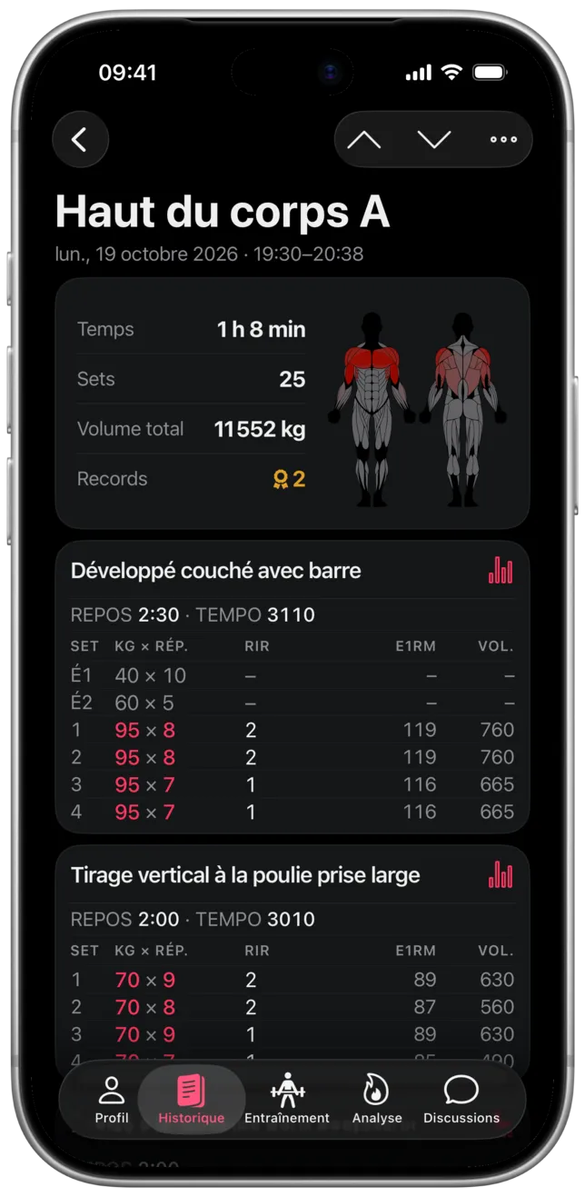 Application SmartWorkout : carnet d'entraînement