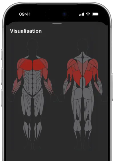 Récapitulatif de séance dans SmartWorkout avec la carte des muscles travaillés